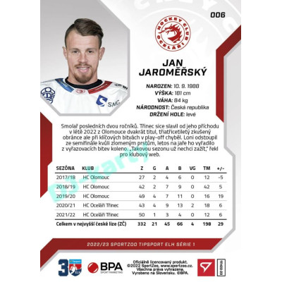 2022/23 Sportzoo ELH 1. série #006 Jan Jaroměřský