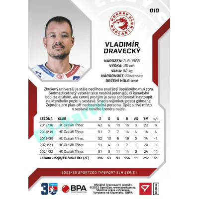 2022/23 Sportzoo ELH 1. série #010 Vladimír Dravecký