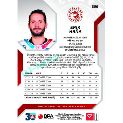 2022/23 Sportzoo ELH 2. série #256 Erik Hrňa
