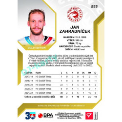 2022/23 Sportzoo ELH 2. série #253 Jan Zahradníček Gold xx/19