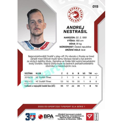 2022/23 Sportzoo ELH 1. série #015 Andrej Nestrašil