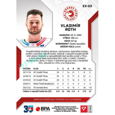 2022/23 Sportzoo ELH Extended #EX-03 Vladimír Roth