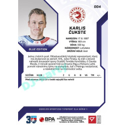 2022/23 Sportzoo ELH 1. série #004 Karlis Čukste Blue xx/99