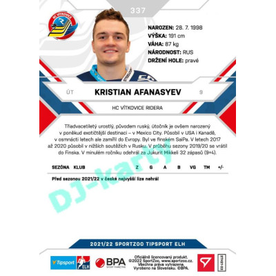 2021/22 Sportzoo TIPSPORT ELH 2. série #337 Kristian Afanasyev