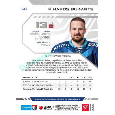 2024/25 Sportzoo ELH 1. serie #156 Rihards Bukarts