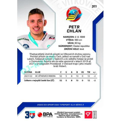 2022/23 Sportzoo ELH 2. série #311 Petr Chlán