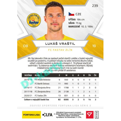 2021/22 Sportzoo Fortuna Liga 2. série #239 Lukáš Vraštil