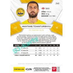 2021/22 Sportzoo Fortuna Liga 2. série #240 Vakhtang Tchanturishvili