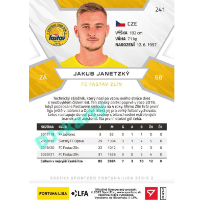 2021/22 Sportzoo Fortuna Liga 2. série #241 Jakub Janetzký