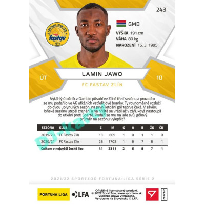 2021/22 Sportzoo Fortuna Liga 2. série #243 Lamin Jawo