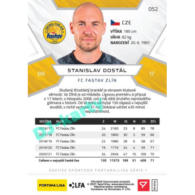 2021/22 Sportzoo Fortuna Liga Stanislav Dostál #52