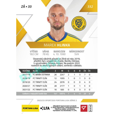 2022/23 Sportzoo Fortuna Liga 2. série #332 Marek Hlinka