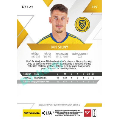 2022/23 Sportzoo Fortuna Liga 2. série #339 Jan Silný