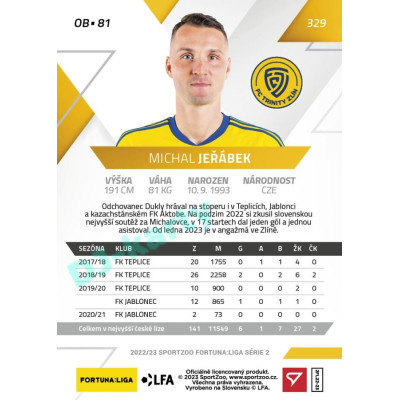 2022/23 Sportzoo Fortuna Liga 2. série #329 Michal Jeřábek