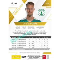 2022/23 Sportzoo Fortuna Liga 1. série #173 Ondřej Petrák Gold xx/99