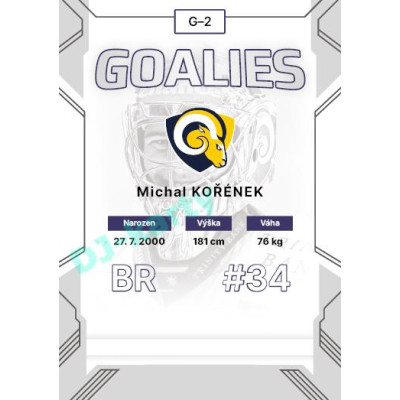 2023/24 Goal cards Chance Liga 2. série #G-02 Michal Kořének Goalies