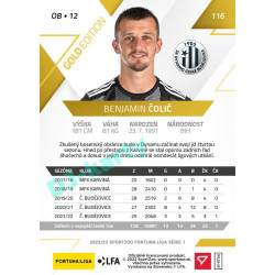 2022/23 Sportzoo Fortuna Liga 1. série #116 Benjamin Čolić Gold xx/99