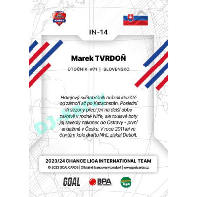 2023/24 Goal cards Chance Liga 2. série #IN-14 Marek Tvrdoň International