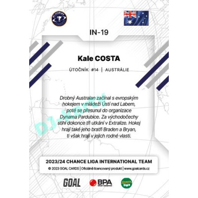 2023/24 Goal cards Chance Liga 2. série #IN-19 Kale Costa International