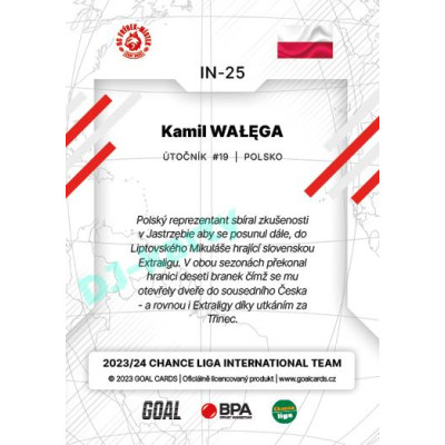 2023/24 Goal cards Chance Liga 2. série #IN-25 Kamil Walega International
