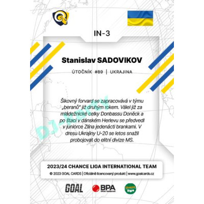 2023/24 Goal cards Chance Liga 2. série #IN-03 Stanislav Sadovikov International
