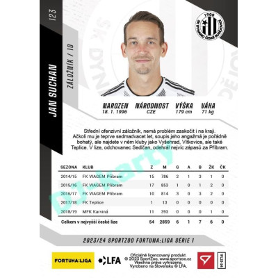 2023/24 Sportzoo Fortuna Liga 1. série #123 Jan Suchan