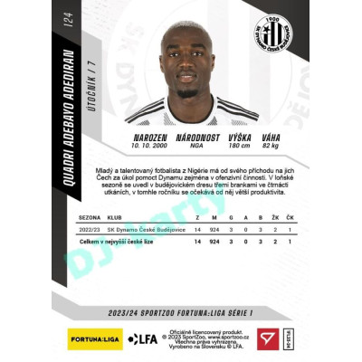 2023/24 Sportzoo Fortuna Liga 1. série #124 Quadri Adebayo Adediran