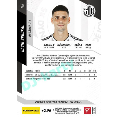 2023/24 Sportzoo Fortuna Liga 1. série #116 David Broukal