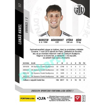 2023/24 Sportzoo Fortuna Liga 1. série #117 Lukáš Havel