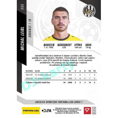 2023/24 Sportzoo Fortuna Liga 1. série #095 Michal Leibl