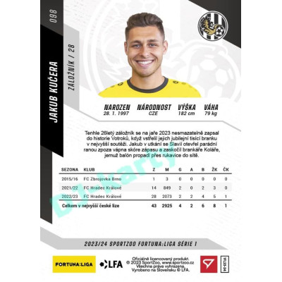 2023/24 Sportzoo Fortuna Liga 1. série #098 Jakub Kučera