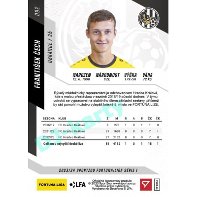 2023/24 Sportzoo Fortuna Liga 1. série #092 František Čech