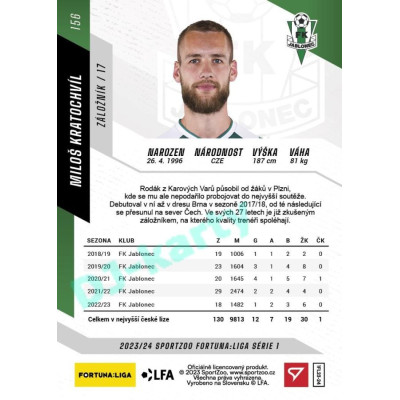2023/24 Sportzoo Fortuna Liga 1. série #156 Miloš Kratochvíl