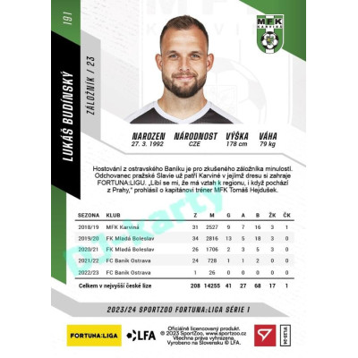 2023/24 Sportzoo Fortuna Liga 1. série #191 Lukáš Budínský