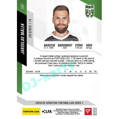 2023/24 Sportzoo Fortuna Liga 1. série #192 Jaroslav Málek