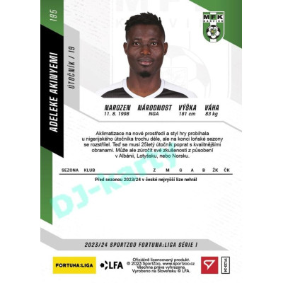 2023/24 Sportzoo Fortuna Liga 1. série #195 Adeleke Akinyemi