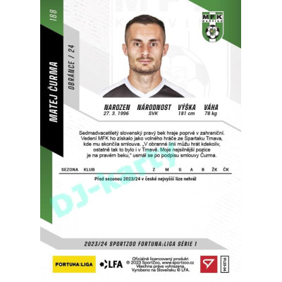 2023/24 Sportzoo Fortuna Liga 1. série #188 Matej Čurma