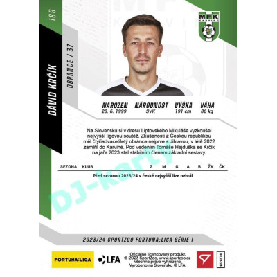 2023/24 Sportzoo Fortuna Liga 1. série #189 Dávid Krčík