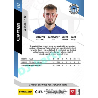 2023/24 Sportzoo Fortuna Liga 1. série #083 Filip Prebsl