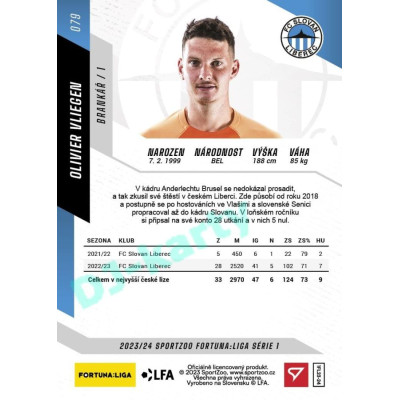2023/24 Sportzoo Fortuna Liga 1. série #079 Olivier Vliegen