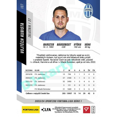 2023/24 Sportzoo Fortuna Liga 1. série #107 Vojtěch Kubista