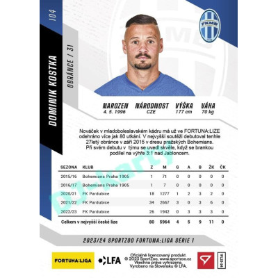 2023/24 Sportzoo Fortuna Liga 1. série #104 Dominik Kostka