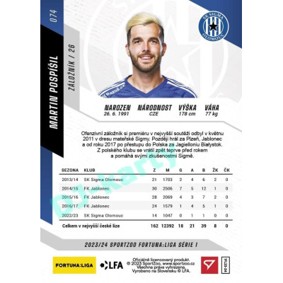 2023/24 Sportzoo Fortuna Liga 1. série #074 Martin Pospíšil