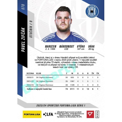 2023/24 Sportzoo Fortuna Liga 1. série #078 Pavel Zifčák