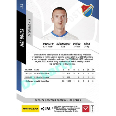 2023/24 Sportzoo Fortuna Liga 1. série #133 Jiří Boula