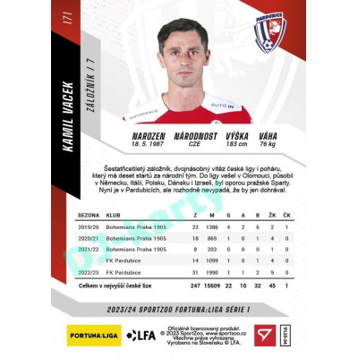 2023/24 Sportzoo Fortuna Liga 1. série #171 Kamil Vacek