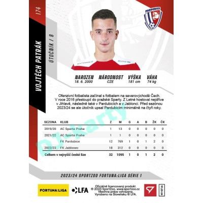2023/24 Sportzoo Fortuna Liga 1. série #174 Vojtěch Patrák