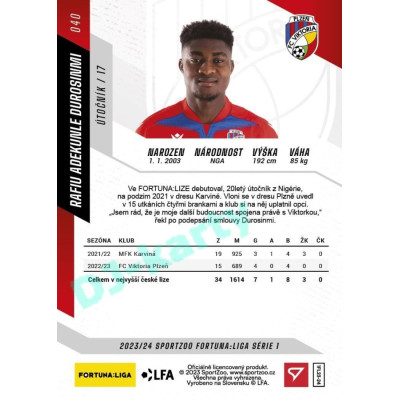2023/24 Sportzoo Fortuna Liga 1. série #040 Rafiu Adekunle Durosinmi