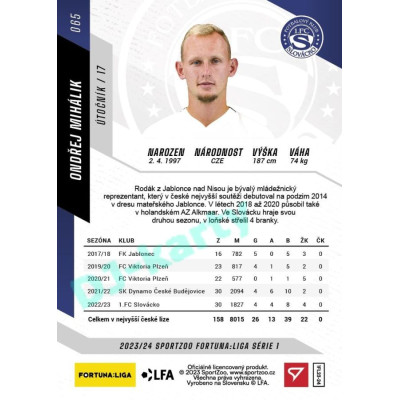 2023/24 Sportzoo Fortuna Liga 1. série #065 Ondřej Mihálik