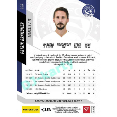 2023/24 Sportzoo Fortuna Liga 1. série #058 Patrik Brandner